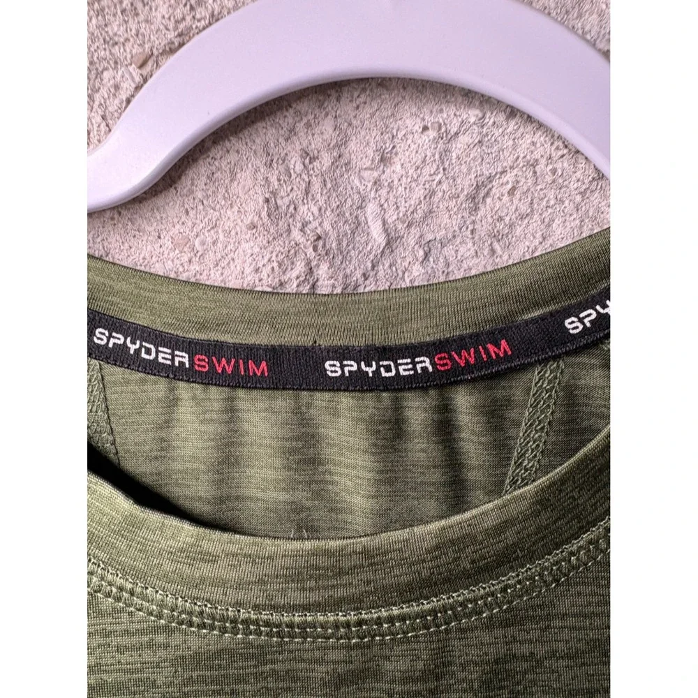 Spyder Mens Rash Guard Swim Shirt Heathered Olive Green UPF 30+ S923154‎ Medium